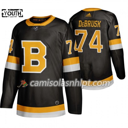 Camisola Boston Bruins Jake DeBrusk 74 Adidas 2019-2020 Preto Authentic - Criança